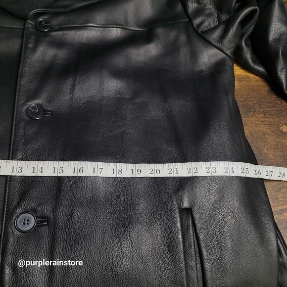 Vtg Wilsons Pelle Studio Pebbled Leather Trench Coat XL Thinsulate Lining Preppy - Picture 9 of 13